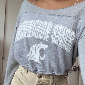 Washington State Gray Crop Vintage Sweatshirt Small